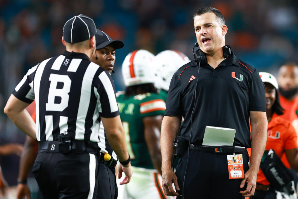 Miami coach Mario Cristobal has some things to think about after the Hurricanes' loss to Georgia Tech. (Megan Briggs/Getty Images)