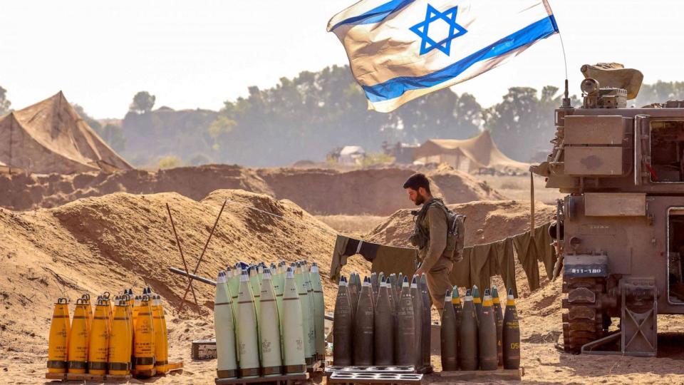 PHOTO: An Israeli soldier arranges artillery shells at a position near the border with the Gaza Strip in southern Israel on Nov. 6, 2023. (Jack Guez/AFP via Getty Images)