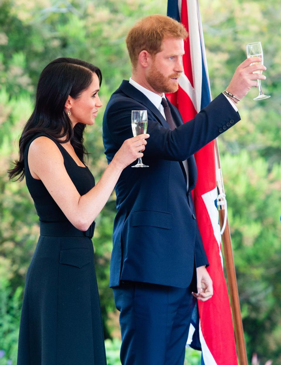 <p>In order to do so, they have to <a href="https://www.countryliving.com/uk/create/food-and-drink/news/a3272/royal-family-dining-etiquette-rule/" rel="nofollow noopener" target="_blank" data-ylk="slk:point;elm:context_link;itc:0;sec:content-canvas" class="link ">point</a> the handles of their forks and knives at the bottom right of the plate instead of crossing them. That's "yeah, I'm done here" in Royal. </p>