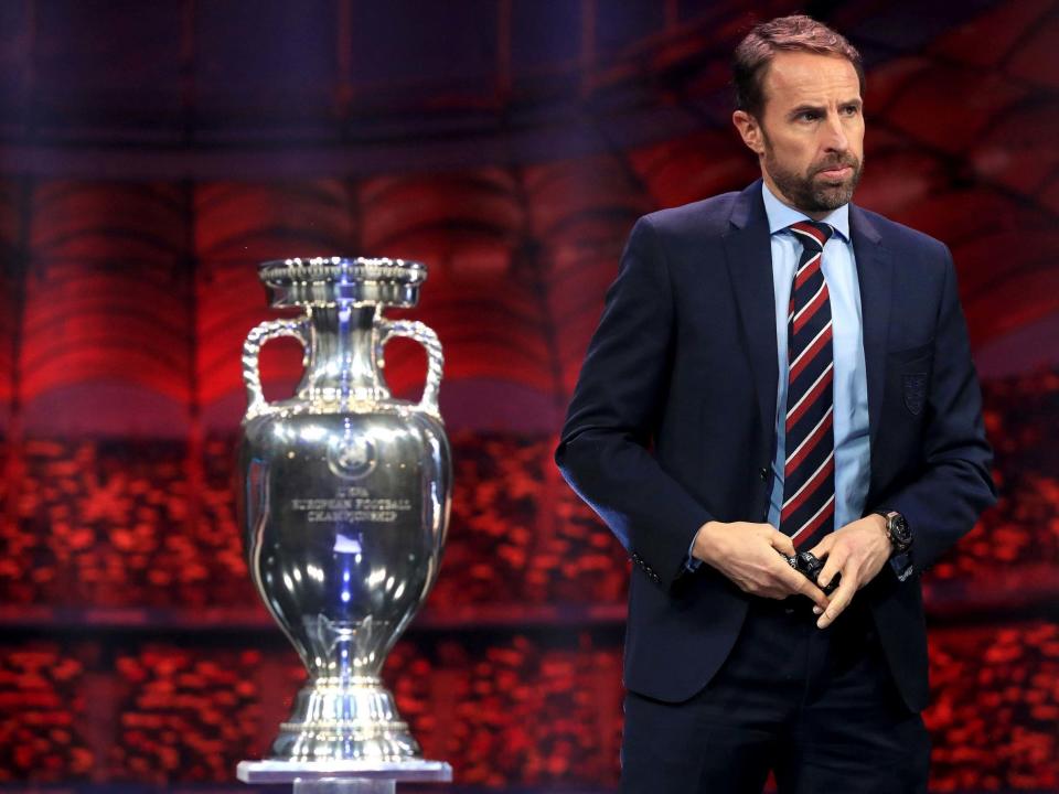 England manager Gareth Southgate with the European Championship trophy (PA)