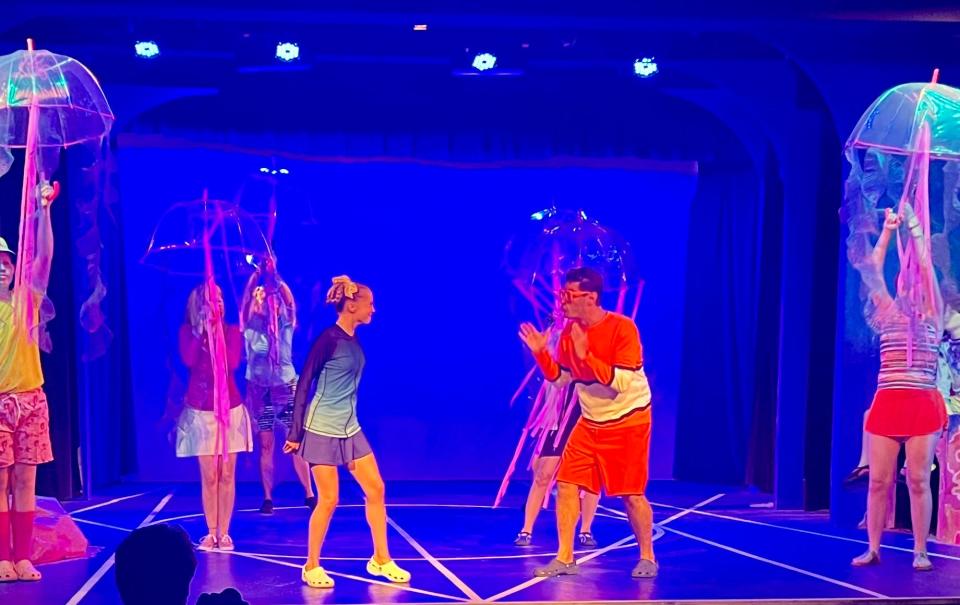 Gracie O'Leary (left) stars as Dory alongside Ari Lew (right) as Marlon in "Finding Nemo Jr." at the Harwich Junior Theater.