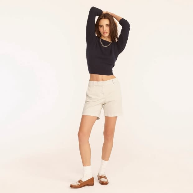 <p>J. Crew 7" Stretch Chino Short, $59.50, <a href="https://rstyle.me/+i_EiKROWGKNb_46-2pdXJQ" rel="nofollow noopener" target="_blank" data-ylk="slk:available here;elm:context_link;itc:0;sec:content-canvas" class="link ">available here</a> (sizes 00-24)</p>