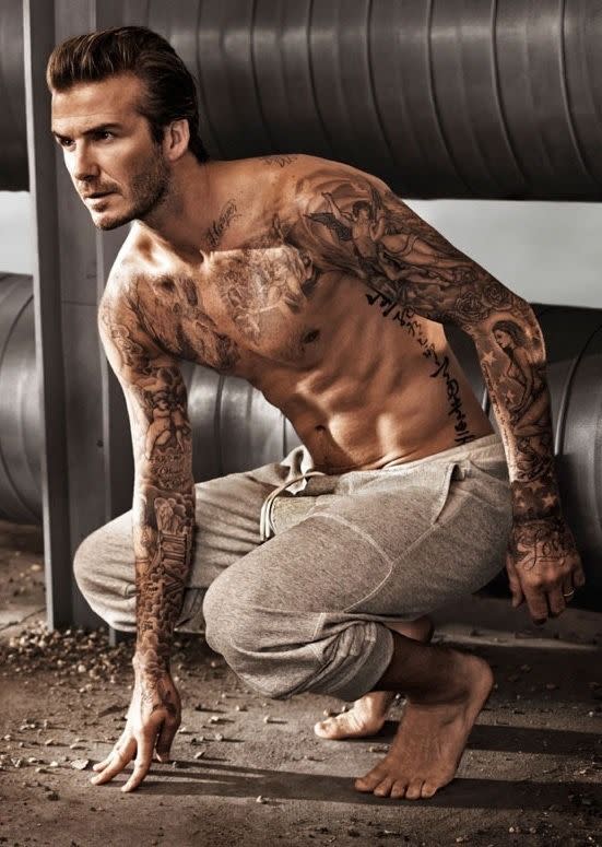 <p><i>Source : Pinterest </i><br></p><p>Le célèbre joueur de foot s’est fait aussi remarqué pour son corps tatoué. On se souvient des pubs en sous vêtements de David. </p>