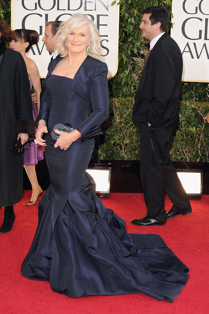 Glenn Close arrives at the 70th Annual Golden Globe Awards at the Beverly Hilton in Beverly Hills, CA on January 13, 2013.