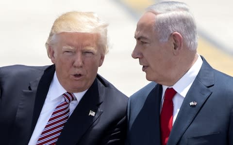 US President Donald Trump with Israeli Prime Minister Benjamin Netanyahu - Credit: JACK GUEZ/AFP/Getty Images
