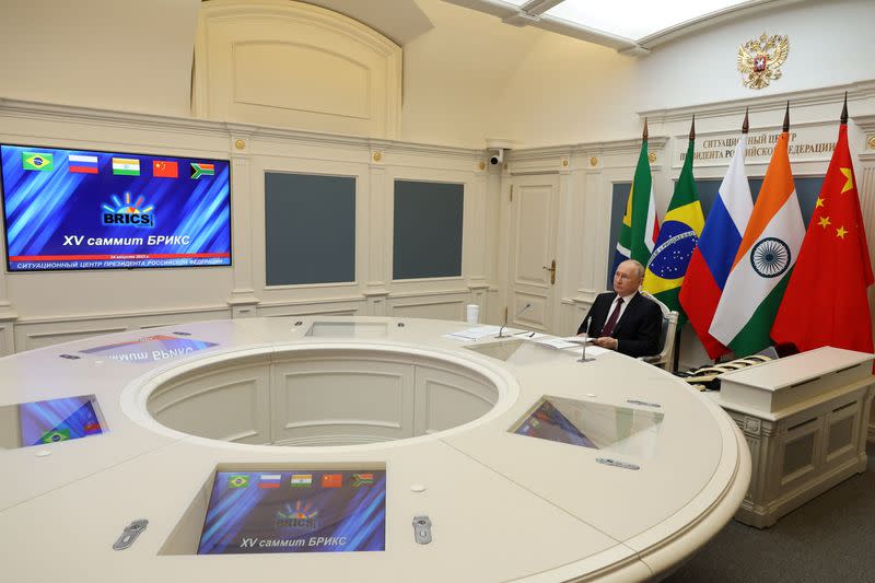 Russian President Vladimir Putin takes part in the 15th BRICS Summit