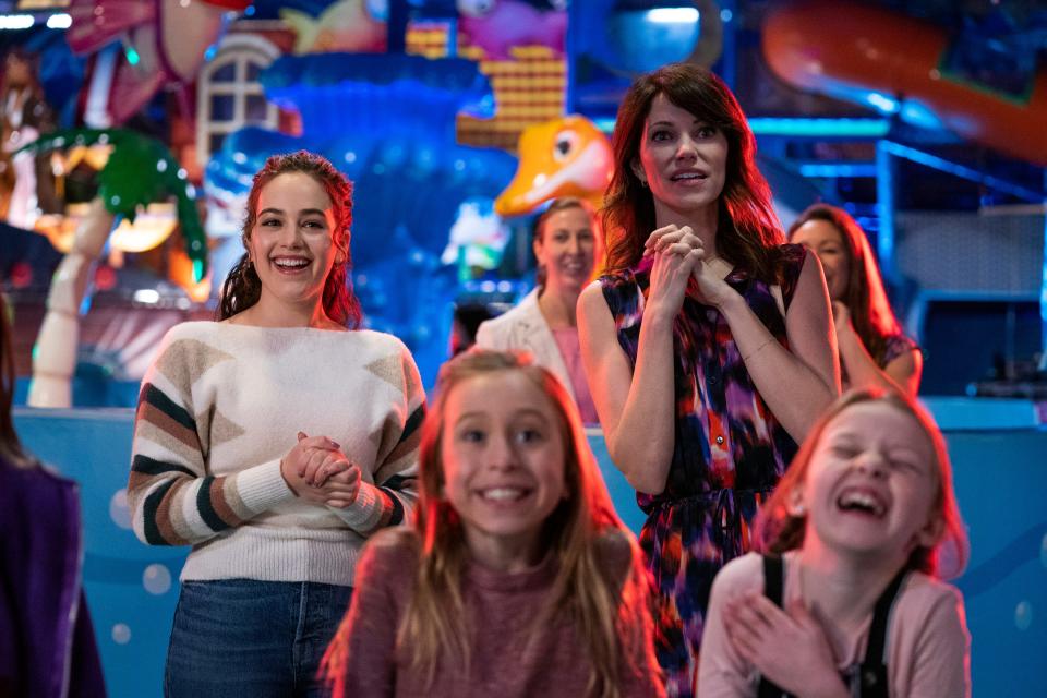 Mary Mouser as Samantha LaRusso, left, and Courtney Henggeler as Amanda LaRusso in Season Four of "Cobra Kai."