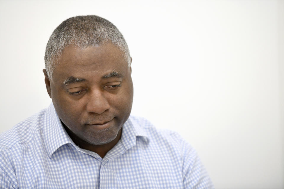 Charles Richardson, of Baltimore, discusses his alleged abuse decades ago by a Catholic priest, in Baltimore on Wednesday, Sept. 20, 2023. Black victims have largely been invisible in the Catholic sexual abuse crisis. Richardson recently came forward after the state of Maryland removed the civil statute of limitations for child sex abuse victims. (AP Photo/Steve Ruark)