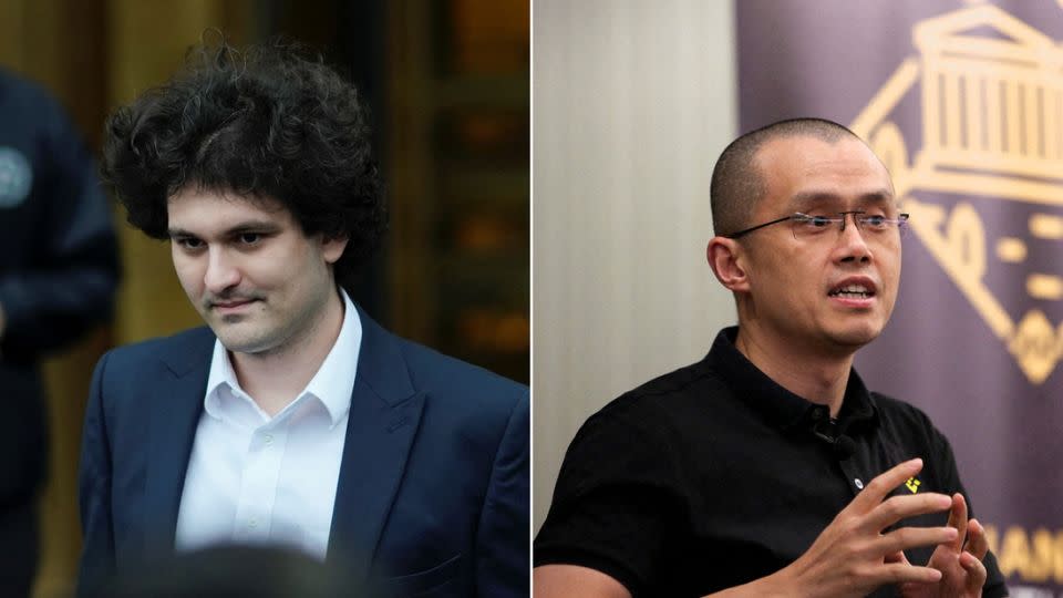 Sam Bankman-Fried, left, was convicted on seven counts of fraud in early November. Two weeks later, Binance founder Changpeng Zhao pleaded guilty to money-laundering charges in a settlement with US authorities. - Eduardo Munoz/Costas Baltas/Reuters