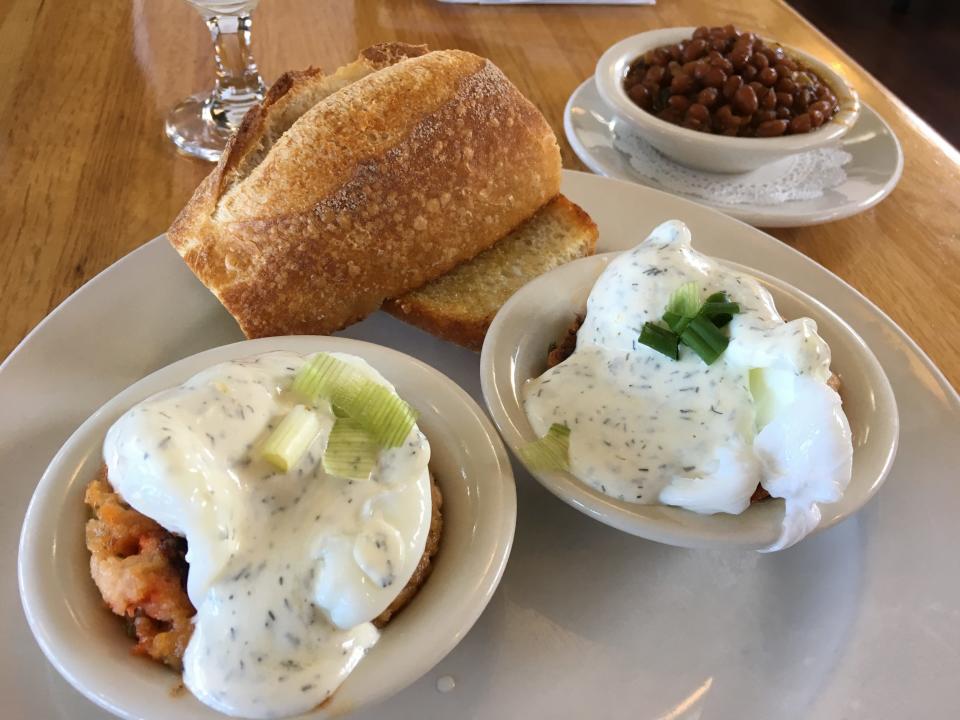 The Cape Cod Benedict from Sea Street Cafe in Hyannis is served on top of warm lobster cakes. This dish is a new twist on classic eggs benedict.