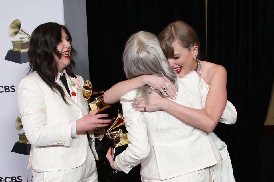 Taylor Swift and Phoebe Bridgers at the 66th Annual Grammy Awards.