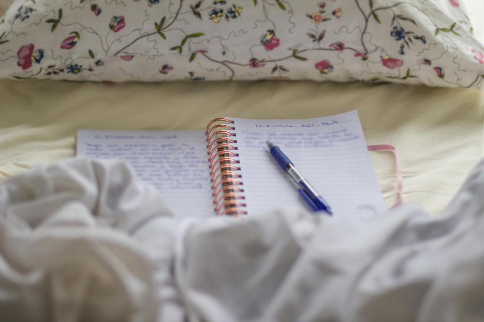 Diary notebook on bed