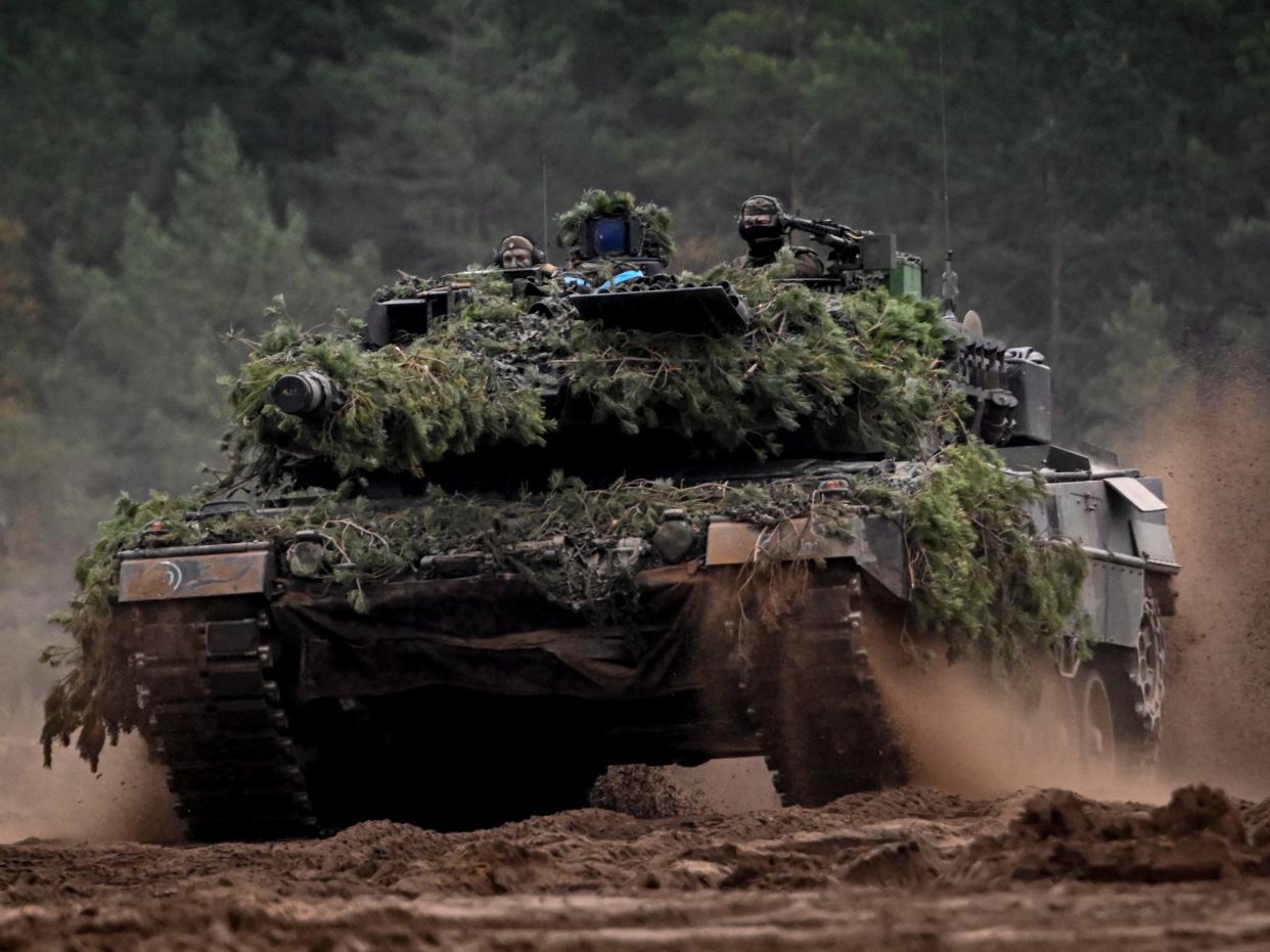A German Leopard tank on a Nato training exercise last year.