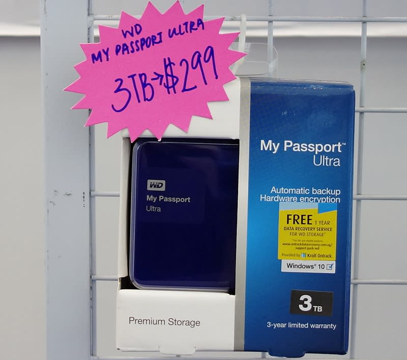 2TB portable HDDs are so yesterday, upgrade to a 3TB Western Digital My Passport Ultra for $299. It comes with attractive free gifts that consists of a Panasonic 5,700mAh power bank with wireless charging 'Qi' technology, a free carrying pouch, and a 1-year data recovery service from Kroll Ontrack Data Recovery Services.