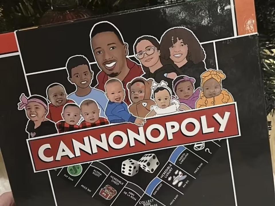 A shot of the "Cannonopoly" game Bre Tiesi gave Nick Cannon for Christmas, from Tiesi's Instagram story