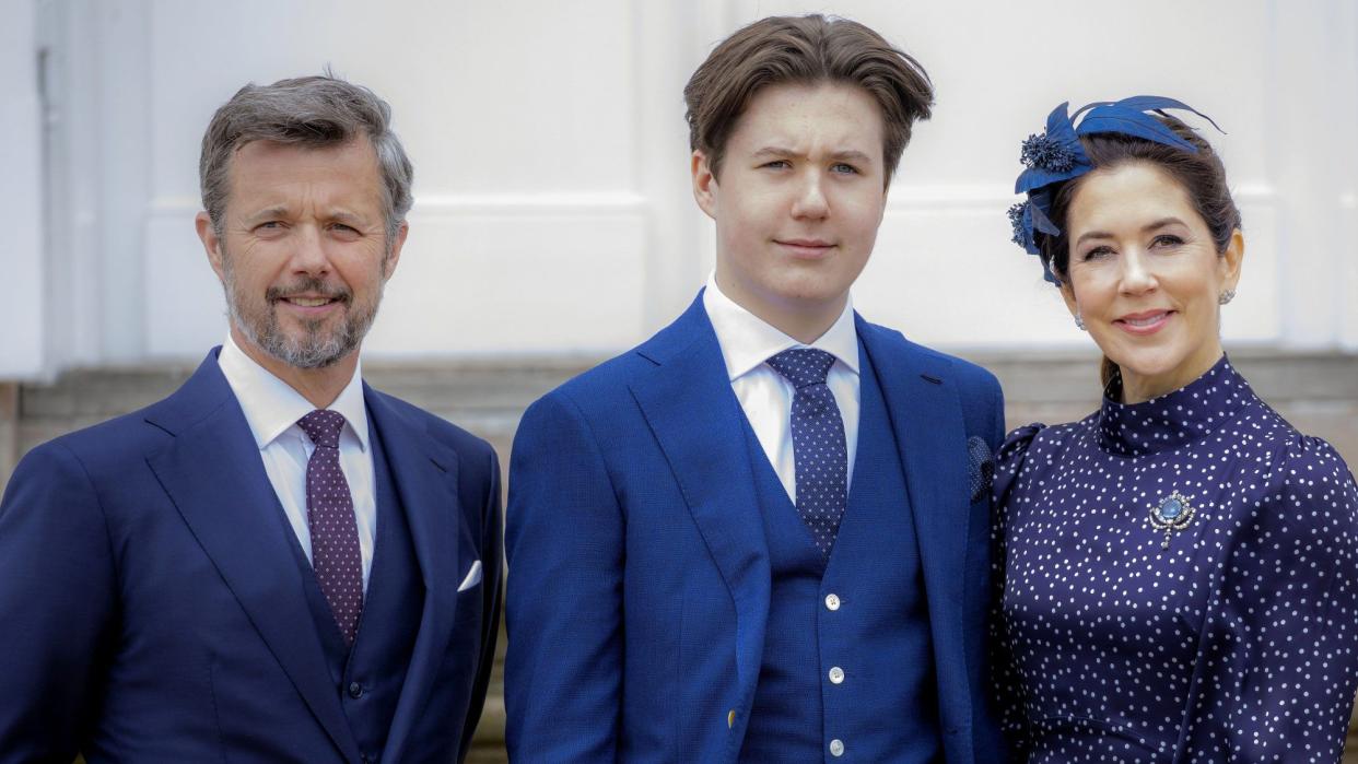 Mandatory Credit: Photo by NIEBOER/PICTURE PRESS EUR/SIPA/Shutterstock (11905569r) Crown Princess Mary and Crown Prince Frederik and Prince Christian Prince Christian of Denmark confirmation, Fredensborg, Denmark - 15 May 2021