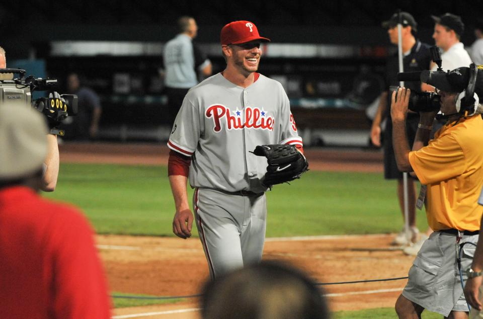 On the eighth anniversary of Roy Halladay’s perfect game, his former teammate A.J. Burnett remembers his friendship with the best teammate he ever had. (Getty Images)