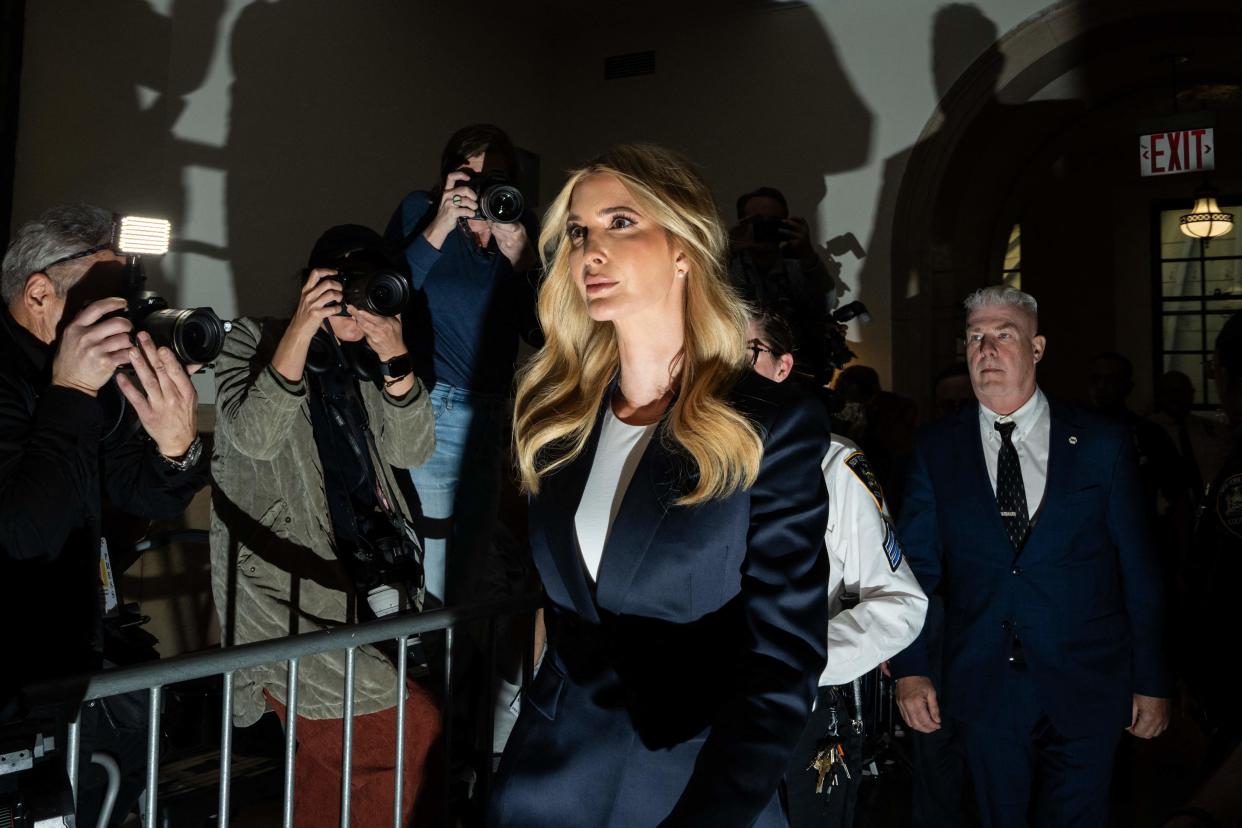 Ivanka Trump, daughter of former US President Donald Trump, returns after a break in the Trump Organization civil fraud trial (AFP via Getty Images)