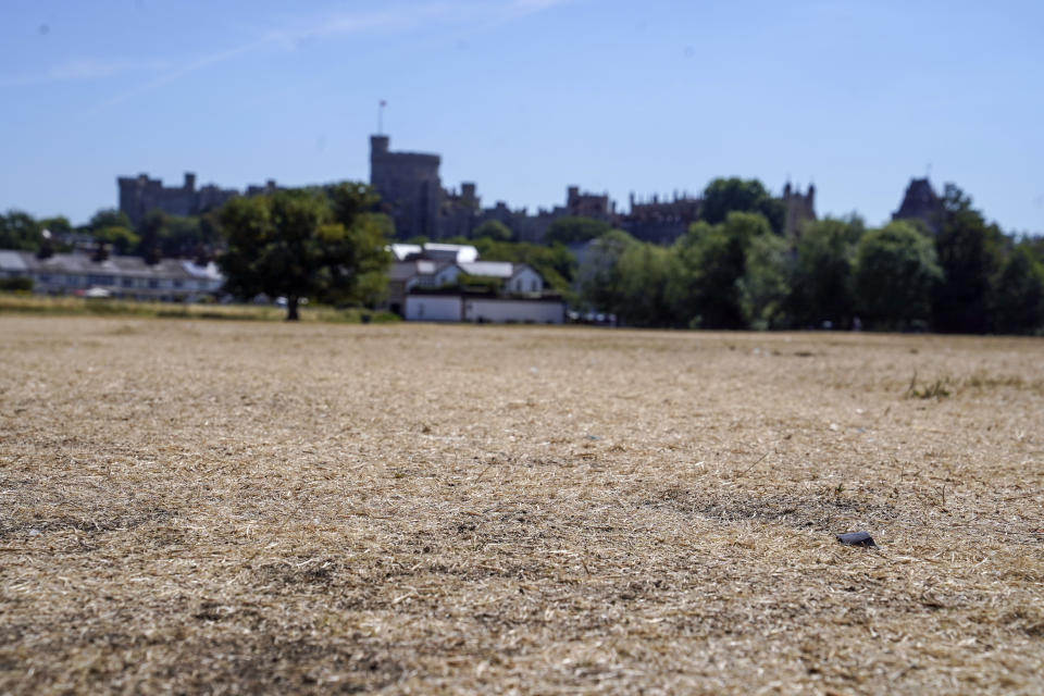 The Brocas grass meadow in Eton, as a summer of hosepipe bans and fire warnings continues, with a heat health alert coming into place across much of the country. Picture date: Tuesday August 9, 2022.