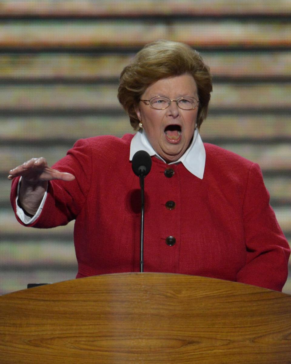 <a href="http://www.senate.gov/artandhistory/history/common/briefing/women_senators.htm"><strong>Served from:</strong></a> 1987-present  Sen. Barbara Mikulski (D-Md.) speaks on day two of the Democratic National Convention on Sept. 5, 2012 in Charlotte, N.C. (STAN HONDA/AFP/GettyImages) 