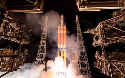 The United Launch Alliance Delta IV Heavy rocket launching NASA's Parker Solar Probe to touch the Sun - Credit: AFP