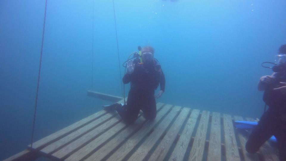 <div>Recovery scuba diver Lisa Eick diving in a quarry while working on her advanced open water certificate.</div> <strong>(Provided by Lisa Eick)</strong>