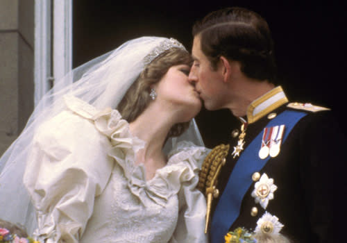 Prince Charles kisses Diana after their wedding, in this July 29, 1981 file photo. (AP Photo/file)