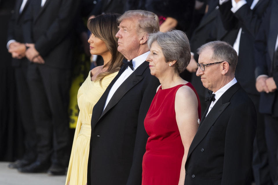 The Trumps and the Mays at Blenheim Palace on Thursday evening (Getty)