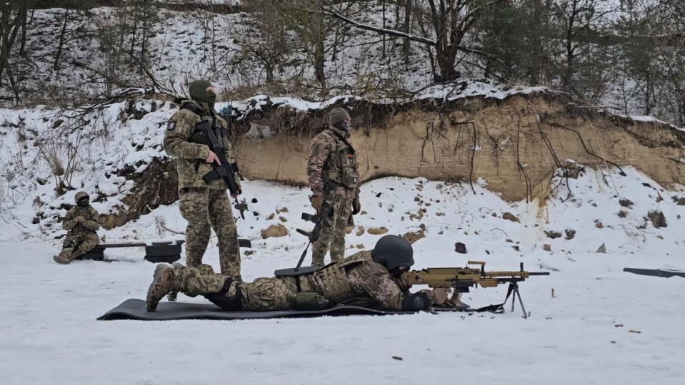 Siberian Battalion training in Kyiv Oblast, December 2023. (Emmanuelle Chaze/The Kyiv Independent)