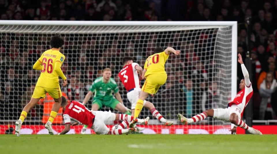 Diogo Jota (second right) fired Liverpool ahead (Adam Davy/PA) (PA Wire)