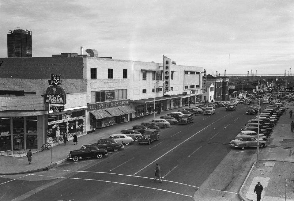 A Katz Drug Store and the John A. Brown's and J.C Penney's department stores are pictured in Capitol Hill when this photo was taken in 1951.