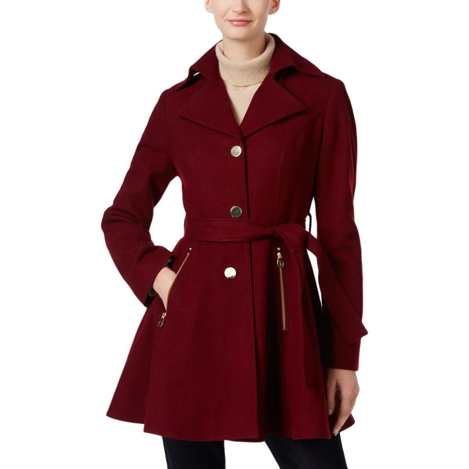 INC Womens Belted Skirted Pea Coat. (Photo: Walmart)