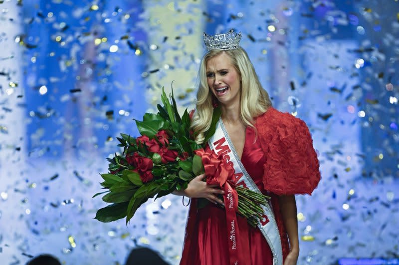 Confetti flies as Miss Colorado, Madison Marsh, walks the runway as Miss America 2024 after being crowned at the Dr. Phillips Center for the Performing Arts in Orlando, Fla., on Sunday. The last Miss America from Colorado was in 1974. Photo by Joe Marino/UPI