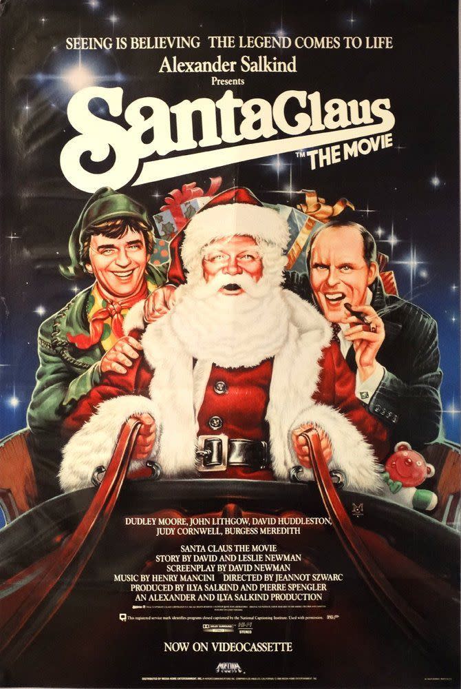 <p>A Santa Claus origin story, this film stars Dudley Moore as an enterprising elf and John Lithgow as a sinister toy manufacturer.<br></p><p><a class="link " href="https://www.amazon.com/Santa-Claus-Movie-25th-Anniversary/dp/B009ZM6SO6?tag=syn-yahoo-20&ascsubtag=%5Bartid%7C10067.g.38414559%5Bsrc%7Cyahoo-us" rel="nofollow noopener" target="_blank" data-ylk="slk:WATCH NOW;elm:context_link;itc:0;sec:content-canvas">WATCH NOW</a></p>