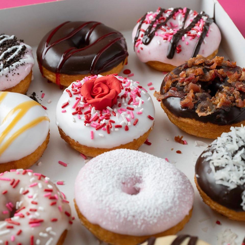 The "Love Assortment" from Duck Donuts is a seasonal dozen for Valentine's Day.