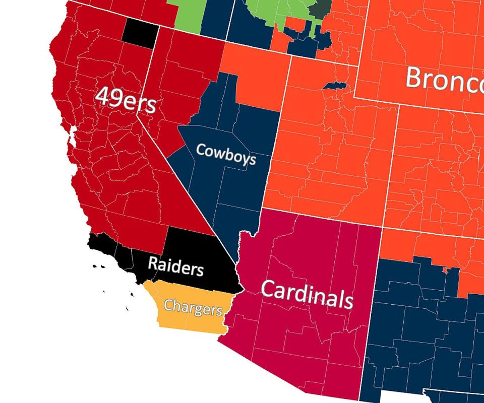 Map Shows Which Nfl Team Every Us County Roots For 