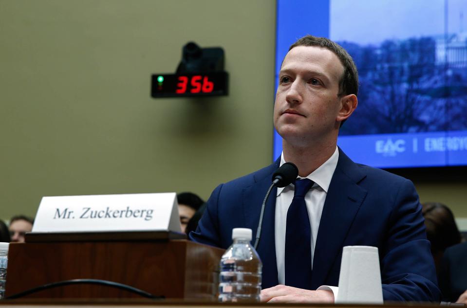 Facebook CEO Mark Zuckerberg testifying before the US House of Representatives (Getty)