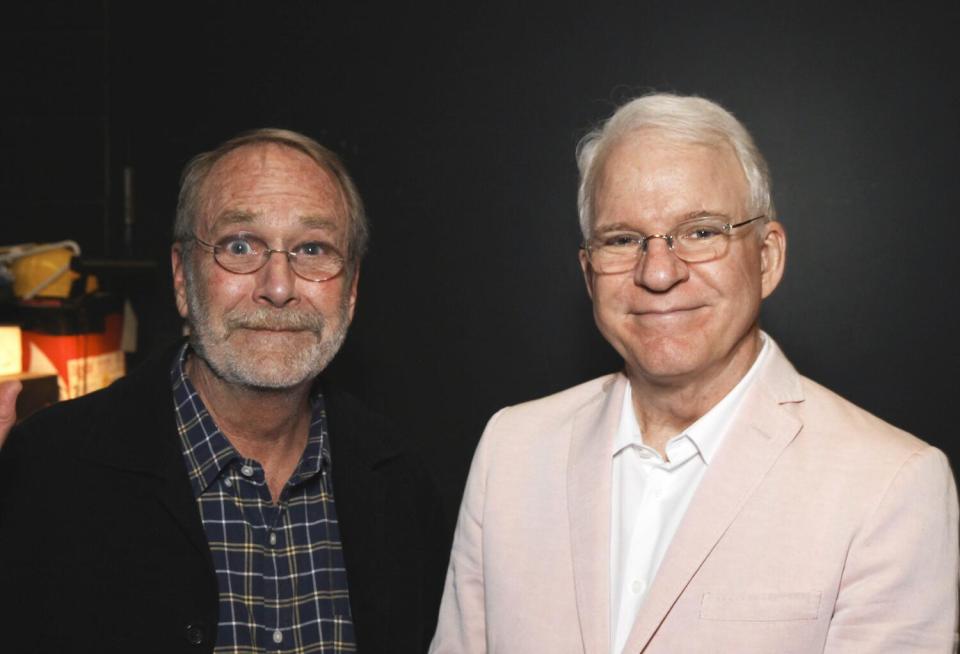 Martin Mull with Steve Martin during an art talk at the Broad Stage in Santa Monica in 2014.