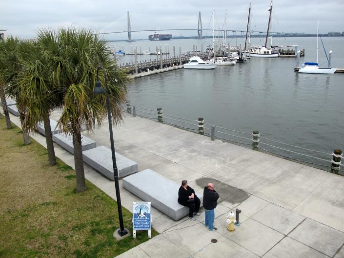 This Feb. 26, 2015 photo shows the location where Gadsden's Wharf once stood on the waterfront in Charleston, S.C. Tens of thousands of African slaves first set foot in the United States on this site.