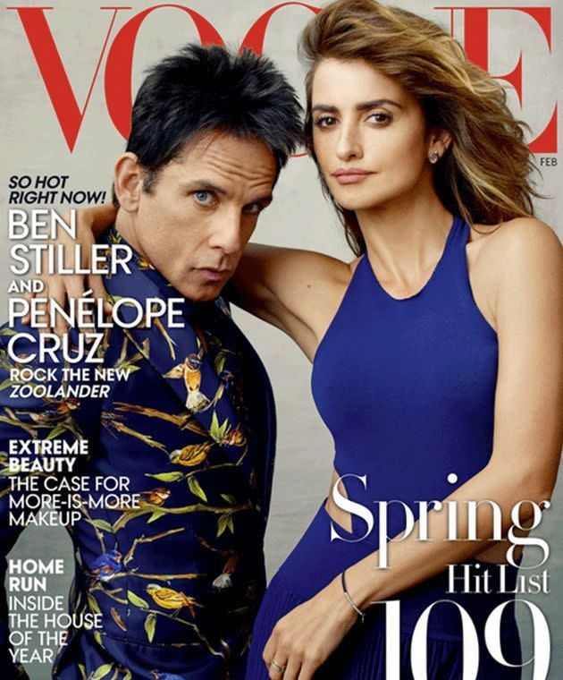 Derek Zoolander and Penélope Cruz on the cover of <i>Vogue</i>. Photo: Annie Leibovitz