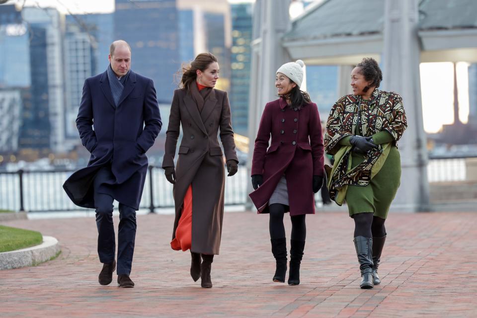 Prince William, Prince of Wales and Catherine, Princess of Wales speak with Mayor Michelle Wu and Reverend Mariama White-Hammond as they visit east Boston to see the changing face of Boston's shoreline (Getty Images)