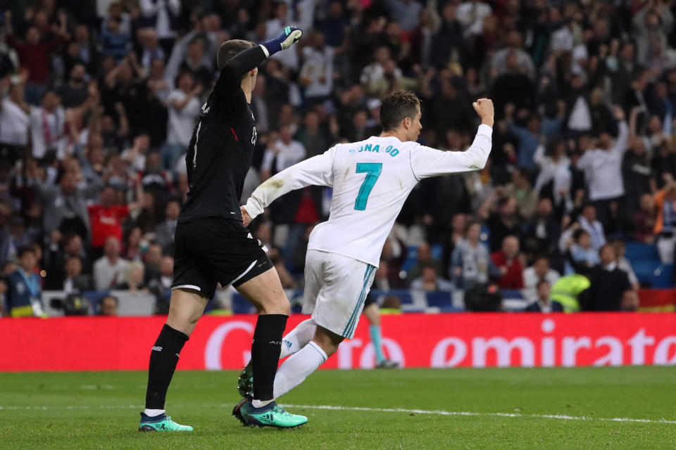 Cristiano Ronaldo celebrates his goal for Real Madrid against Athletic Bilbao. (Reuters)