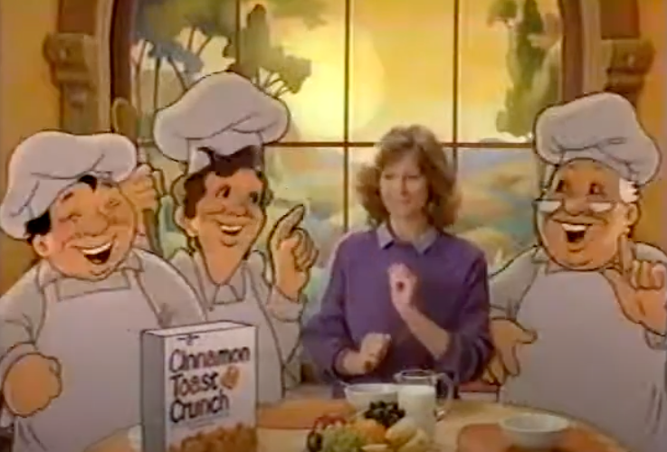 Three cartoon bakers standing next to a human mom