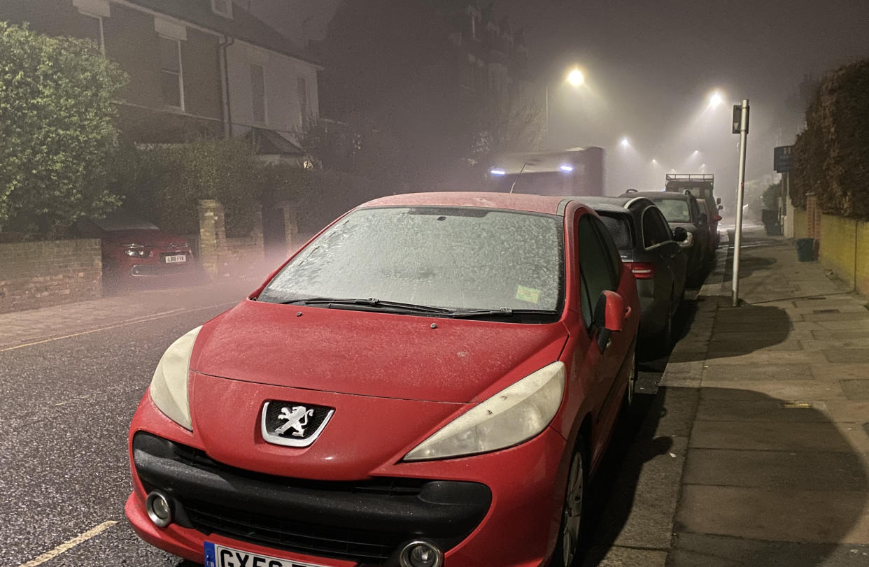 Frost covers the windscreen of a car in Kew, south west London as the capital wakes up after a night when temperatures again dipped below freezing. Picture date: Tuesday January 18, 2022. 
