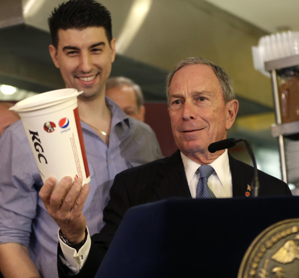 Mayor Michael Bloomberg holding a large soda