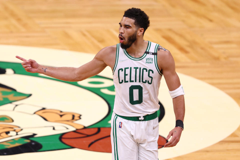 Jayson Tatum #0 of the Boston Celtics is a fantasy star