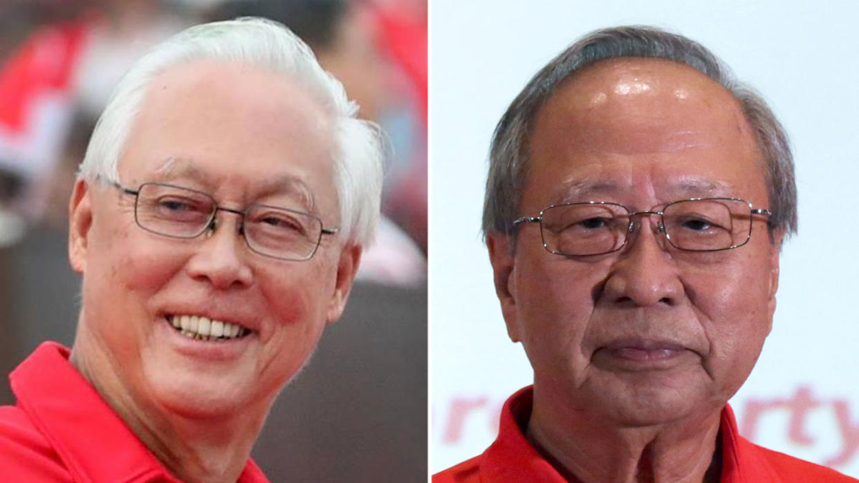 In his Facebook post, Emeritus Senior Minister Goh Chok Tong (left) compared Progress Singapore Party secretary-general Tan Cheng Bock (right) to "Don Quixote tilting at windmills". (PHOTO: Facebook / MParader, Yahoo News Singapore file photo)