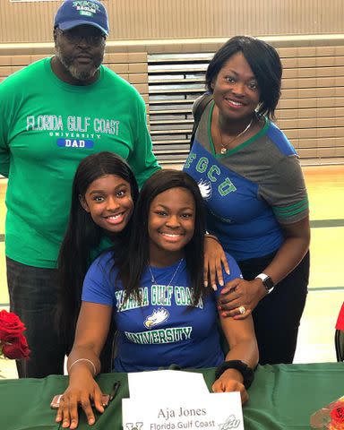 <p>Coco Jones X</p> Coco Jones with her parents Mike and Javonda Jones and sister Aja Jones.