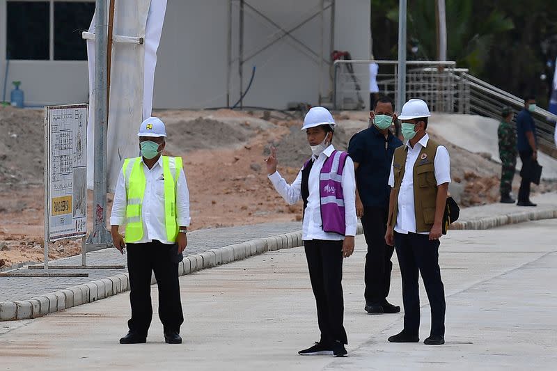 Indonesia?s president Joko Widodo observes emergency hospital at a Galang Island to prevent the spread of coronavirus disease (COVID-19) in Batam