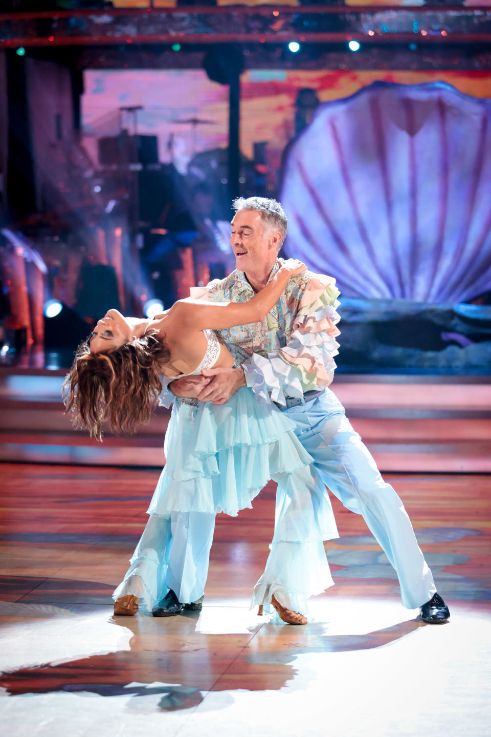 Greg Wise and partner Karen Hauer have been voted off Strictly (Guy Levy/BBC)